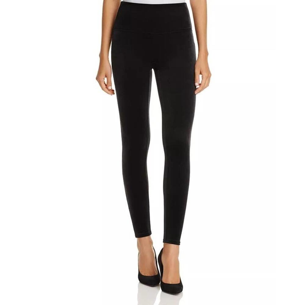 SPANX Black High-Waist Velvet Leggings Size Medium (runs small)